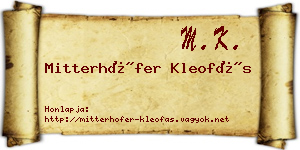 Mitterhöfer Kleofás névjegykártya
